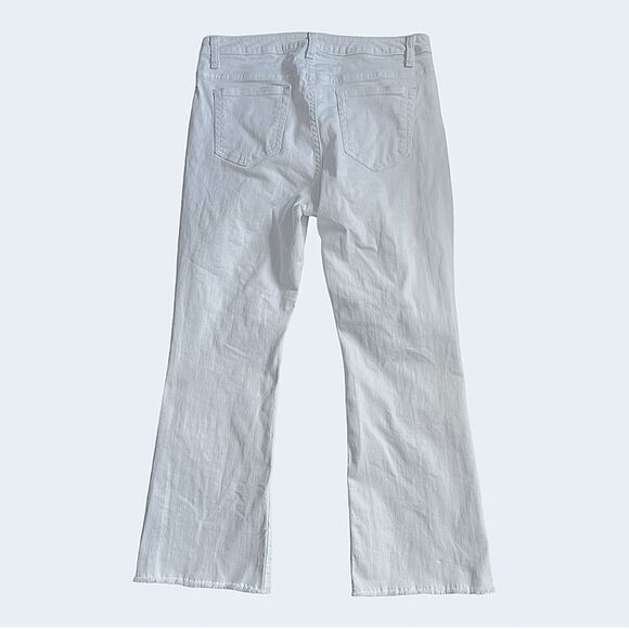 Michael Kors White Button Fly Cropped Flare Raw Hem Jeans sz 8 - Picture 1 of 12